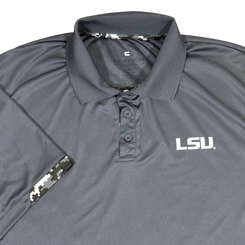 Colosseum LSU Tigers Polo Shirt XL OHT‎ USA Flag Performance Gray NCAA Football